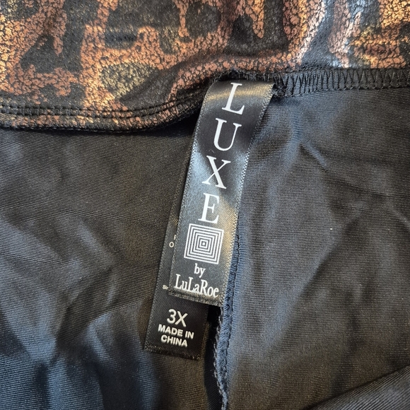 LuLaRoe Rise Luxe line women's size 3X leggings black copper animal print NWT - Picture 5 of 8